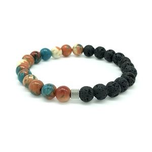 8mm Sea Sediment Gemstones with Lava stones.